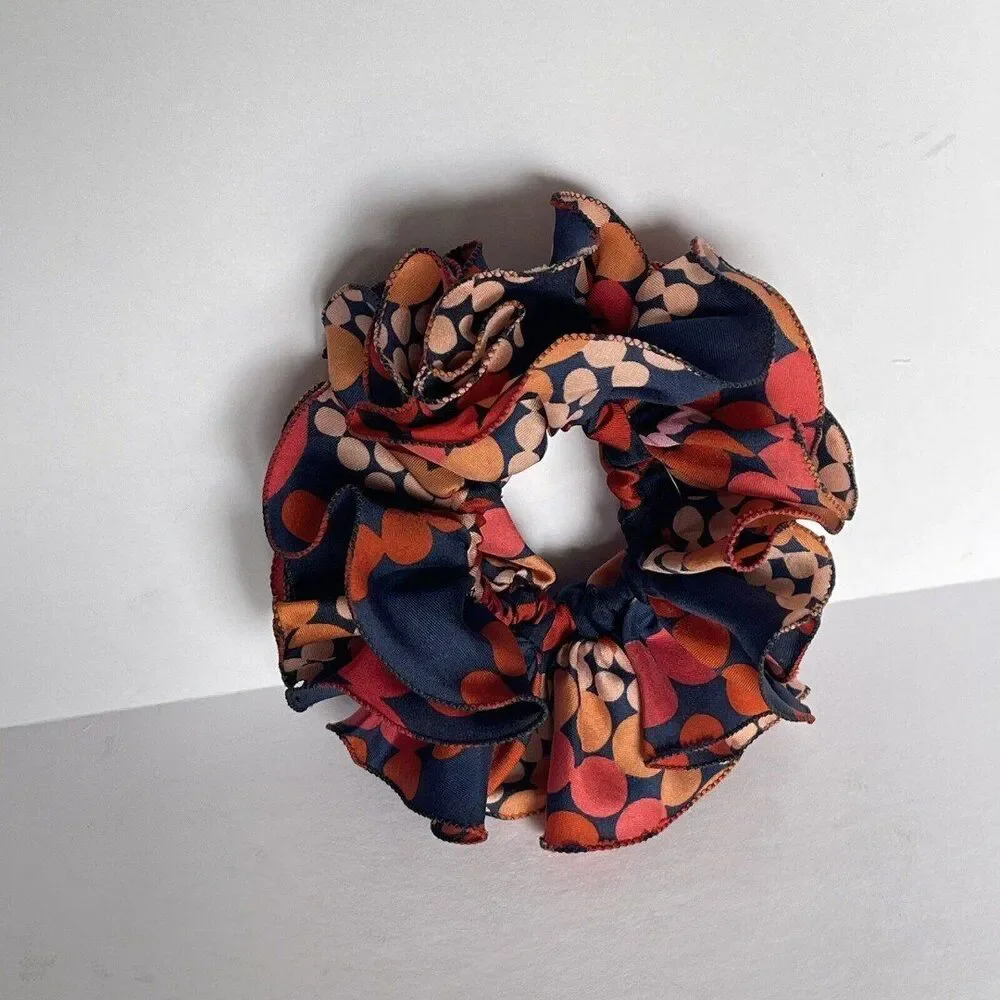 New Women Red Scrunchie Ruffled design Multicolor Polkadots